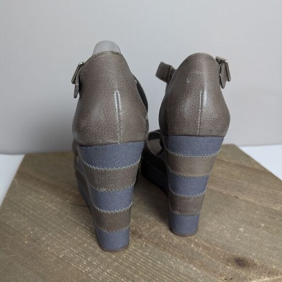 Juicy couture wedge sandals leather striped strappy size 8 - Picture 7 of 8